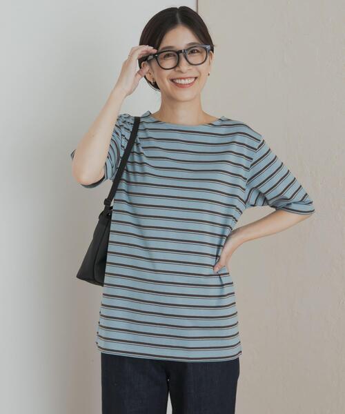 URBAN RESEARCH DOORS（アーバンリサーチドアーズ）の「マルチボーダーTシャツ（Tシャツ/カットソー・レディース・アイボリー/ブルー系その他・MEDIUM）」の15枚目の写真