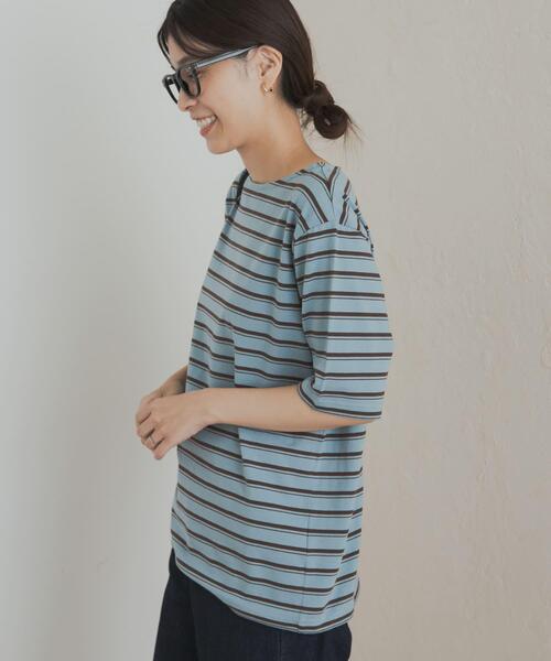 URBAN RESEARCH DOORS（アーバンリサーチドアーズ）の「マルチボーダーTシャツ（Tシャツ/カットソー・レディース・アイボリー/ブルー系その他・MEDIUM）」の16枚目の写真