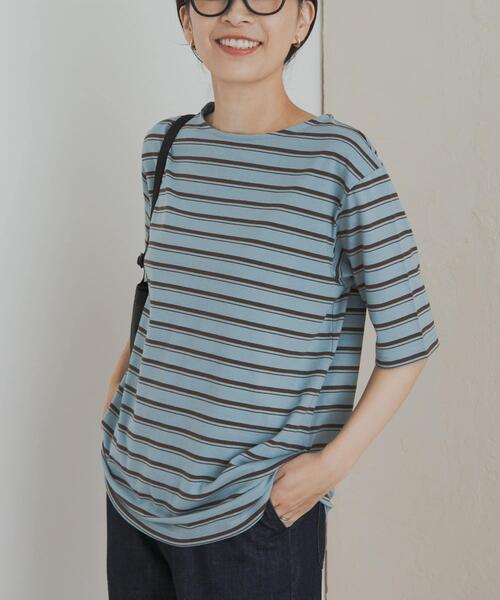 URBAN RESEARCH DOORS（アーバンリサーチドアーズ）の「マルチボーダーTシャツ（Tシャツ/カットソー・レディース・アイボリー/ブルー系その他・MEDIUM）」の18枚目の写真