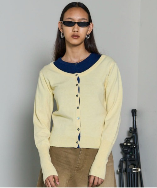 MAISON SPECIAL(メゾンスペシャル)の「Multiway Cardigan Set Knit Tops/マルチウェイカーディガンセットニットトップス(カーディガン/ボレロ・レディース・イエロー/ピンク/レッド/グレー・FREE)」の1枚目の写真