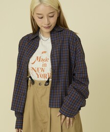 チェック ショートシャツ