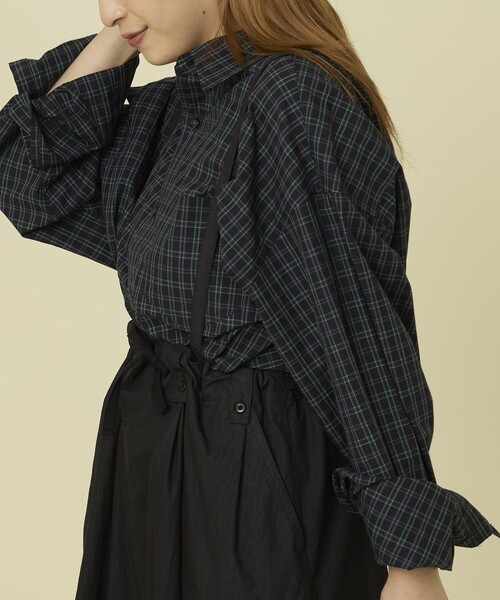 FREAK'S STORE（フリークスストア）の「チェック ショートシャツ（シャツ/ブラウス・レディース・ブラック/グリーン/ブラウン・ﾌﾘ-）」の3枚目の写真
