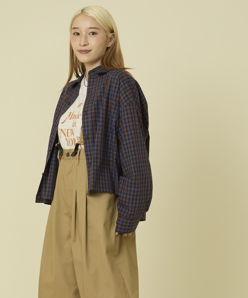 FREAK'S STORE（フリークスストア）の「チェック ショートシャツ（シャツ/ブラウス・レディース・ブラック/グリーン/ブラウン・ﾌﾘ-）」の9枚目の写真