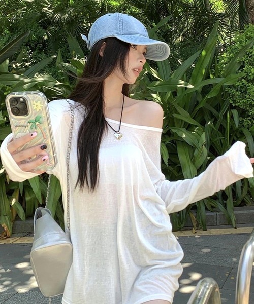 CANVAS+(キャンバスプラス)の「【CANVAS+】シアールーズロンT(Tシャツ/カットソー・レディース・ブラック/ホワイト・M)」の7枚目の写真