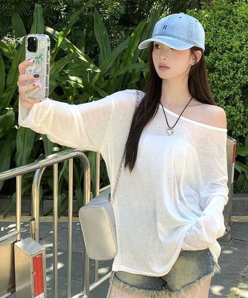 CANVAS+(キャンバスプラス)の「【CANVAS+】シアールーズロンT(Tシャツ/カットソー・レディース・ブラック/ホワイト・M)」の8枚目の写真