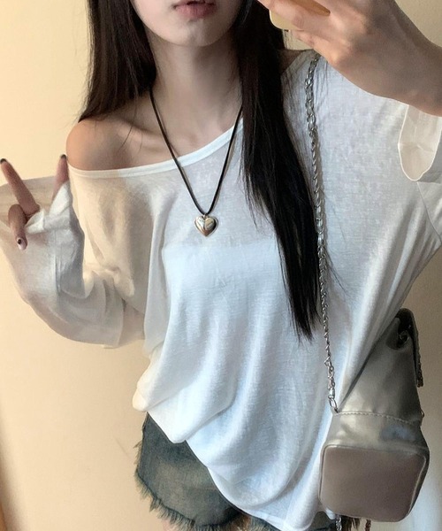 CANVAS+(キャンバスプラス)の「【CANVAS+】シアールーズロンT(Tシャツ/カットソー・レディース・ブラック/ホワイト・M)」の13枚目の写真