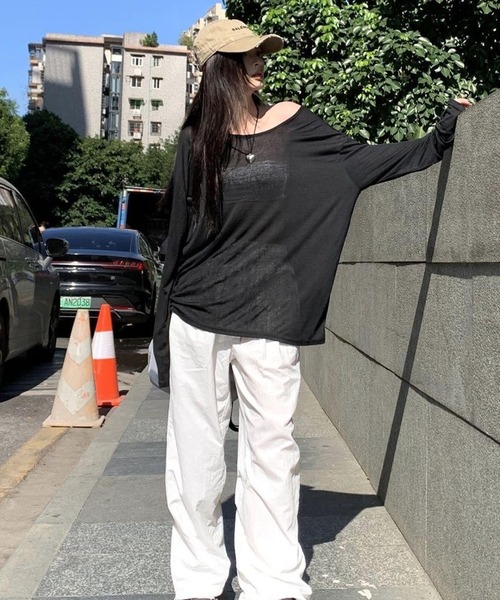 CANVAS+(キャンバスプラス)の「【CANVAS+】シアールーズロンT(Tシャツ/カットソー・レディース・ブラック/ホワイト・M)」の17枚目の写真