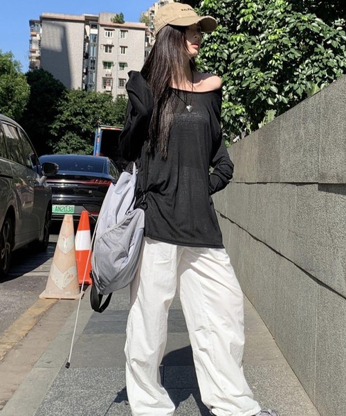 CANVAS+(キャンバスプラス)の「【CANVAS+】シアールーズロンT(Tシャツ/カットソー・レディース・ブラック/ホワイト・M)」の18枚目の写真