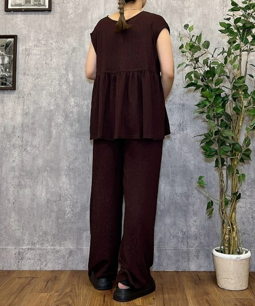 Right-on（ライトオン）の「【HONEYSUCKLE ROSE】楊柳カットイージーパンツ（セットアップ対応）（その他パンツ・レディース・ブラウン/ベージュ/ブラック・L/M）」の6枚目の写真