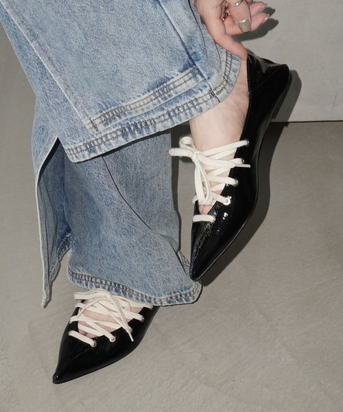 2way レースアップ ポインテッドシューズ chs25a015-ファッション通販