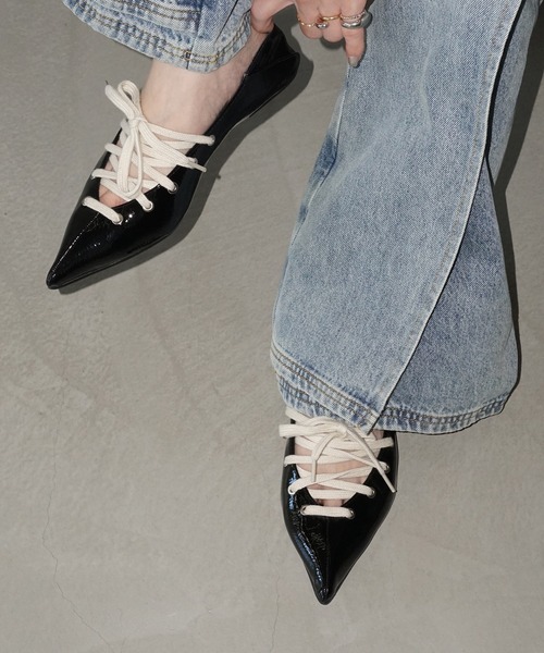 2way レースアップ ポインテッドシューズ chs25a015-ファッション通販