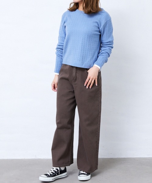 Fluffy BROTHERS(フラッフィーブラザーズ)の「製品染めワイドパンツ(その他パンツ・レディース・チャコール/ブラウン・S/M/L/XL)」の9枚目の写真