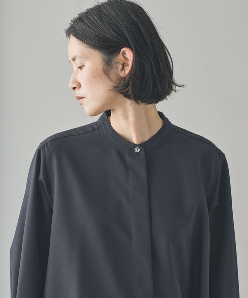 Curensology（カレンソロジー）の「Curensology(カレンソロジー)/ウールバンドカラーワンピース（ワンピース・レディース・ネイビー/グレー・FREE）」の12枚目の写真