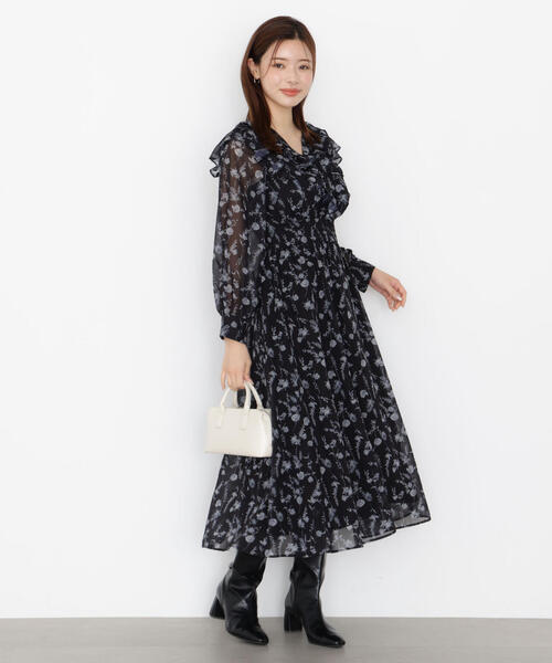 PROPORTION BODY DRESSING(プロポーションボディドレッシング)の「ラッフルフリルフラワーワンピース / 1215240903(ワンピース・レディース・ピンク/ブラック・P/S/MEDIUM)」の5枚目の写真