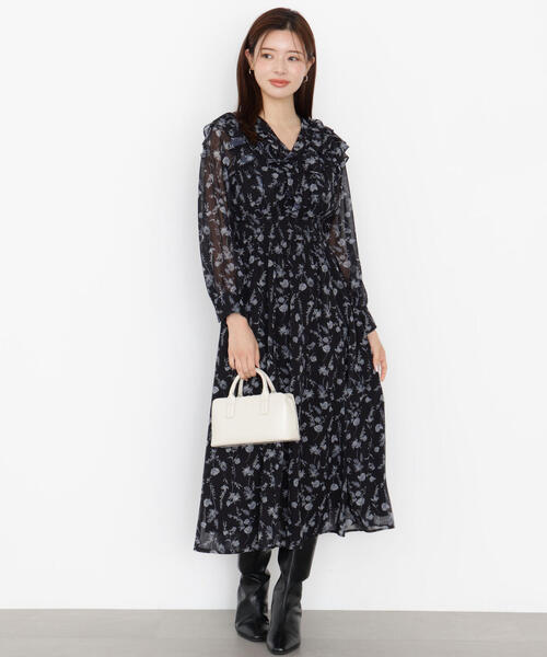 PROPORTION BODY DRESSING(プロポーションボディドレッシング)の「ラッフルフリルフラワーワンピース / 1215240903(ワンピース・レディース・ピンク/ブラック・P/S/MEDIUM)」の1枚目の写真