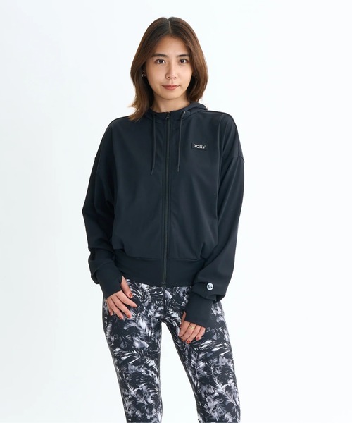 ROXY（ロキシー）の「YOUR ALLY HOODIE/ロキシー速乾UVカットジップアップスウェットトレーナー（スウェット・レディース・グレー/ブラック・SMALL/MEDIUM/LARGE）」の2枚目の写真