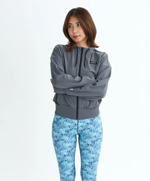 ROXY（ロキシー）の「YOUR ALLY HOODIE/ロキシー速乾UVカットジップアップスウェットトレーナー（スウェット・レディース・グレー/ブラック・SMALL/MEDIUM/LARGE）」の6枚目の写真