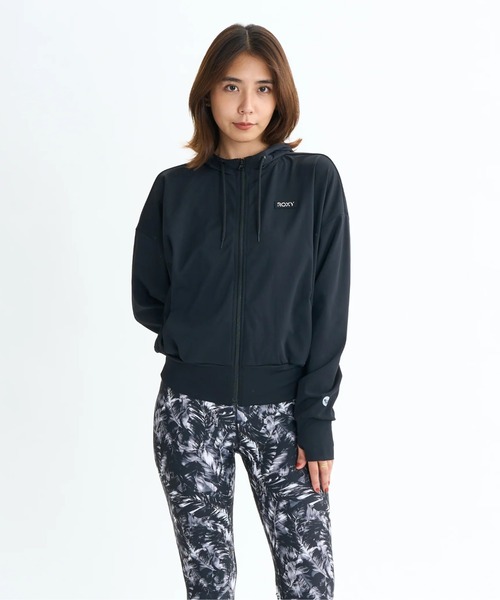 ROXY（ロキシー）の「YOUR ALLY HOODIE/ロキシー速乾UVカットジップアップスウェットトレーナー（スウェット・レディース・グレー/ブラック・SMALL/MEDIUM/LARGE）」の3枚目の写真