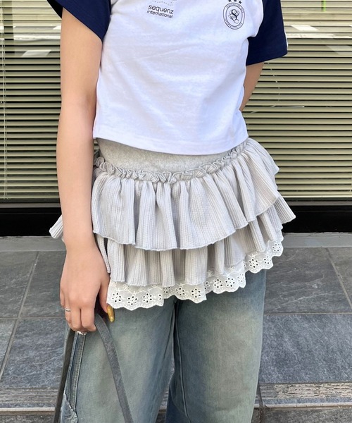 mul.（ムル）の「SK　ティアードフリルミニスカート（スカート・レディース・グレー・FREE）」の2枚目の写真