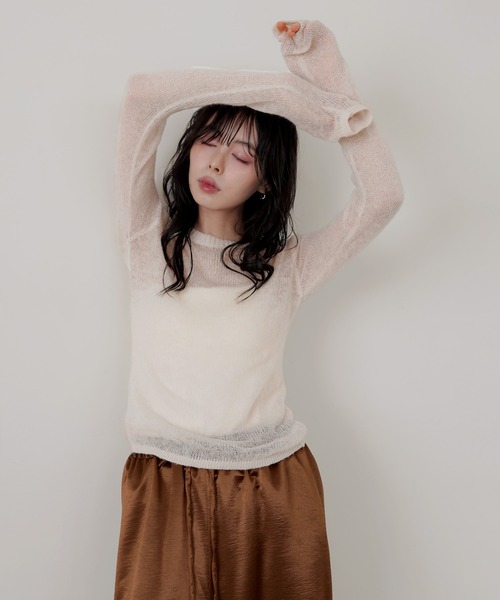 LIAN(リアン)の「ウールモヘアシアーニット(ニット/セーター・レディース・グレー/アイボリー/ブラック/ブラウン/ピンク・FREE)」の18枚目の写真