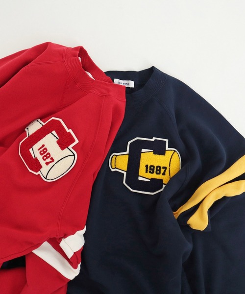 CHILD WOMAN（チャイルドウーマン）の「30/10裏毛 相良ワッペンプルオーバー（スウェット・レディース・レッド/ネイビー・FREE）」の2枚目の写真