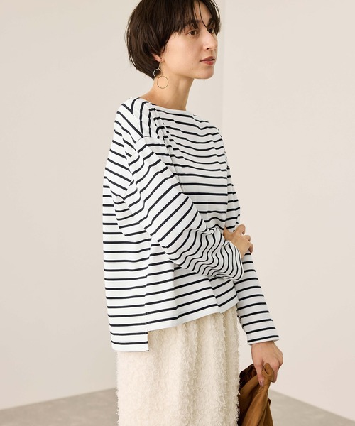 ROPE' PICNIC（ロペピクニック）の「ボックスシルエットボーダーカットソー（Tシャツ/カットソー・レディース・ブルー系その他/ブラウン/ブラック系その他・FREE）」の2枚目の写真