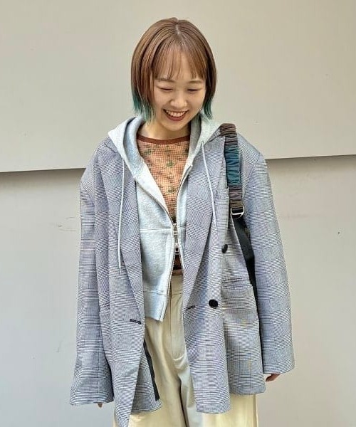 Ray BEAMS（レイビームス）の「スウェット ジップ フーディー（パーカー・レディース・ライトグレー/チャコールグレー・ONE SIZE）」の6枚目の写真