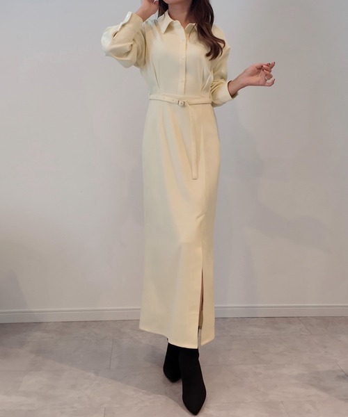 junoah(ジュノア)の「微起毛ウエストベルトシャツワンピース(ワンピース・レディース・チャコール/ブラック/アイボリー・SMALL/MEDIUM/LARGE)」の9枚目の写真