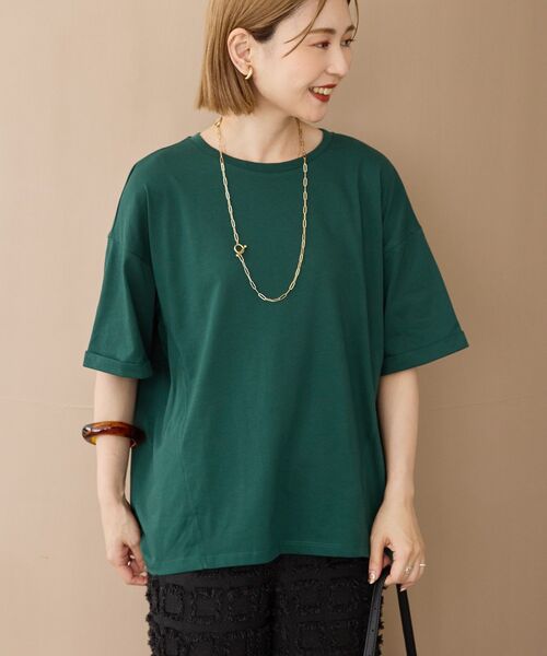 AMERICAN HOLIC(アメリカンホリック)の「接触冷感バック切替コクーンプルオーバー(Tシャツ/カットソー・レディース・グリーン/モカ/アイボリー/チャコールグレー・L/M)」の4枚目の写真