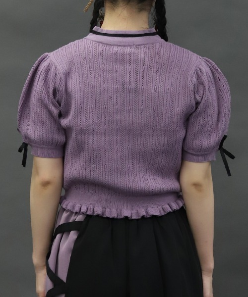 axes femme POETIQUE（アクシーズファムポエティック）の「チャイナボタンニットプルオーバー（ニット/セーター・レディース・ホワイト/ブラック/パープル・MEDIUM）」の6枚目の写真