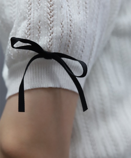 axes femme POETIQUE（アクシーズファムポエティック）の「チャイナボタンニットプルオーバー（ニット/セーター・レディース・ホワイト/ブラック/パープル・MEDIUM）」の10枚目の写真