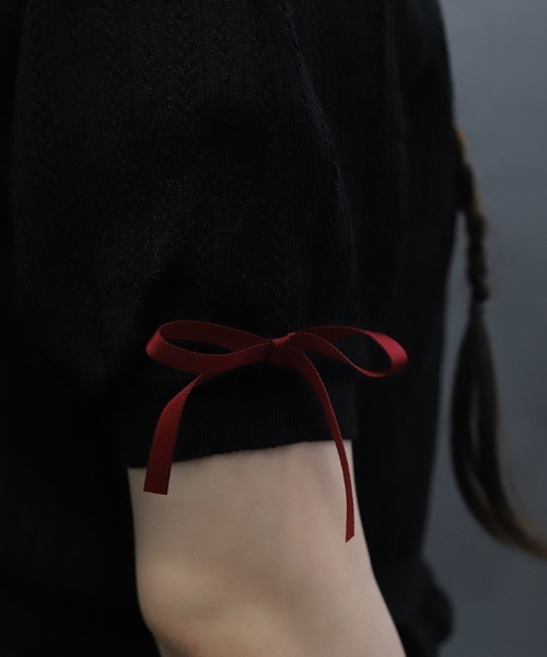 axes femme POETIQUE（アクシーズファムポエティック）の「チャイナボタンニットプルオーバー（ニット/セーター・レディース・ホワイト/ブラック/パープル・MEDIUM）」の12枚目の写真