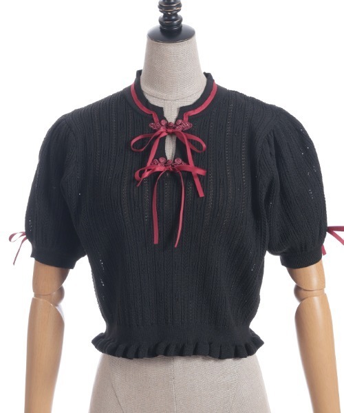 axes femme POETIQUE（アクシーズファムポエティック）の「チャイナボタンニットプルオーバー（ニット/セーター・レディース・ホワイト/ブラック/パープル・MEDIUM）」の16枚目の写真