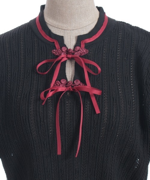 axes femme POETIQUE（アクシーズファムポエティック）の「チャイナボタンニットプルオーバー（ニット/セーター・レディース・ホワイト/ブラック/パープル・MEDIUM）」の18枚目の写真