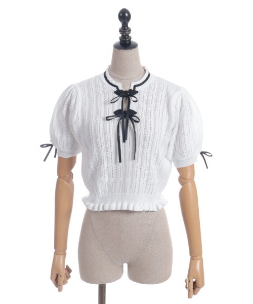 axes femme POETIQUE（アクシーズファムポエティック）の「チャイナボタンニットプルオーバー（ニット/セーター・レディース・ホワイト/ブラック/パープル・MEDIUM）」の21枚目の写真