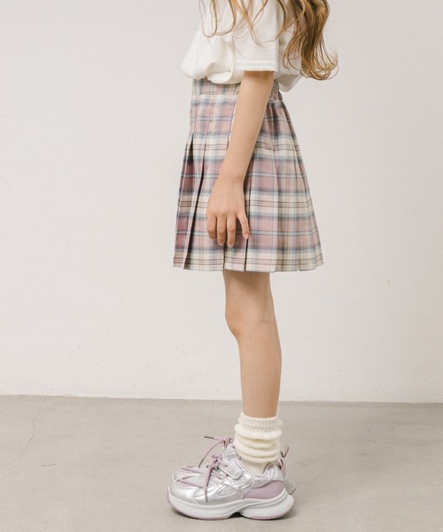 URBAN CHERRY（アーバンチェリー）の「【インナーパンツ付】チェックプリーツスカート（スカート・キッズ・グリーン/グレー/ブルー/ピンク/ライトブルー・140cm/130cm/120cm/150cm/110cm）」の14枚目の写真