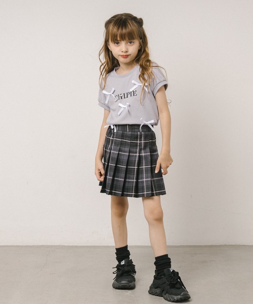 URBAN CHERRY（アーバンチェリー）の「【インナーパンツ付】チェックプリーツスカート（スカート・キッズ・グリーン/グレー/ブルー/ピンク/ライトブルー・140cm/130cm/120cm/150cm/110cm）」の19枚目の写真