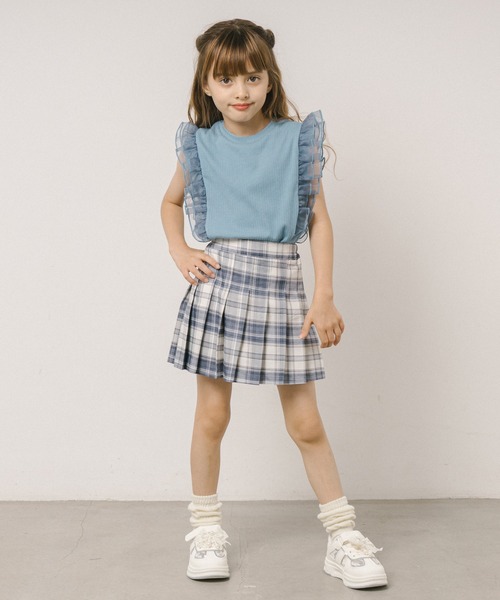 URBAN CHERRY（アーバンチェリー）の「【インナーパンツ付】チェックプリーツスカート（スカート・キッズ・グリーン/グレー/ブルー/ピンク/ライトブルー・140cm/130cm/120cm/150cm/110cm）」の21枚目の写真