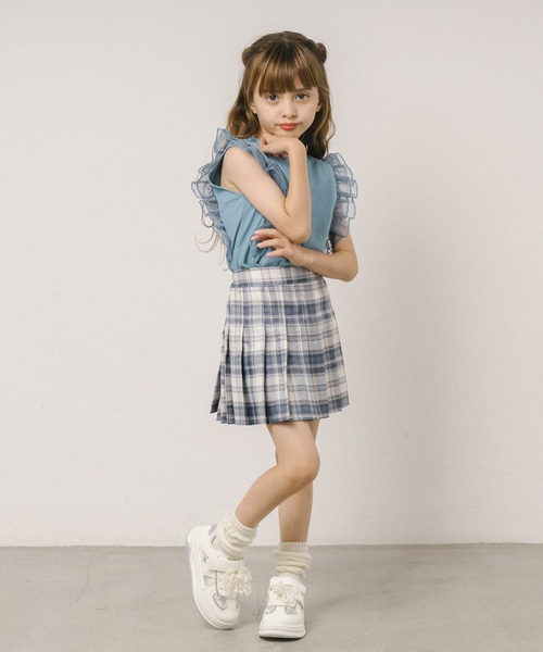 URBAN CHERRY（アーバンチェリー）の「【インナーパンツ付】チェックプリーツスカート（スカート・キッズ・グリーン/グレー/ブルー/ピンク/ライトブルー・140cm/130cm/120cm/150cm/110cm）」の22枚目の写真