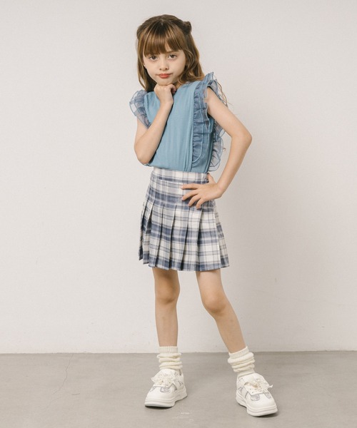 URBAN CHERRY（アーバンチェリー）の「【インナーパンツ付】チェックプリーツスカート（スカート・キッズ・グリーン/グレー/ブルー/ピンク/ライトブルー・140cm/130cm/120cm/150cm/110cm）」の20枚目の写真