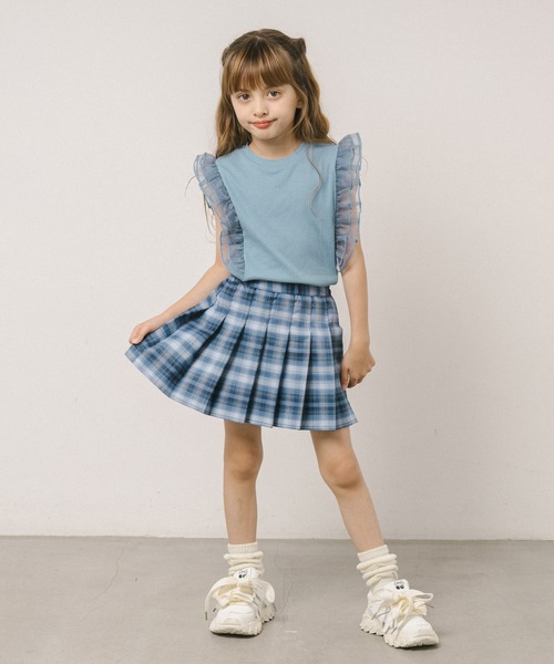 URBAN CHERRY（アーバンチェリー）の「【インナーパンツ付】チェックプリーツスカート（スカート・キッズ・グリーン/グレー/ブルー/ピンク/ライトブルー・140cm/130cm/120cm/150cm/110cm）」の7枚目の写真