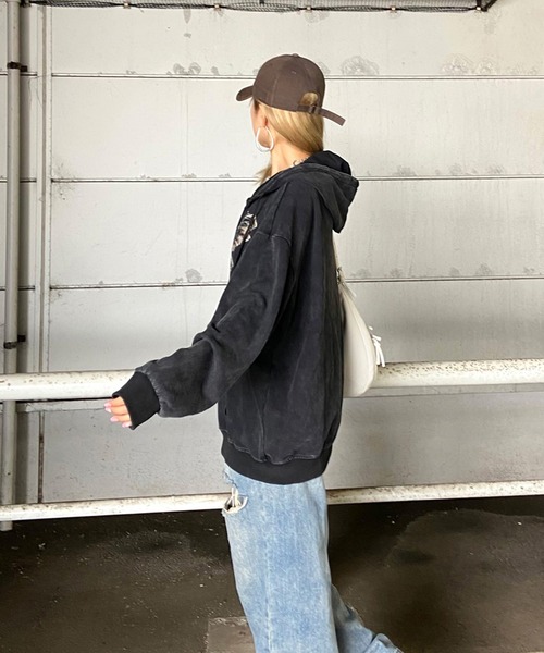 non-hedge（ノンヘッジ）の「ブリーチビッグパーカー（パーカー・レディース・ブラック×ブラック/ブラック×ホワイト/ブラック・FREE）」の18枚目の写真