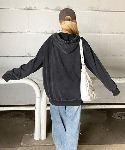 non-hedge（ノンヘッジ）の「ブリーチビッグパーカー（パーカー・レディース・ブラック×ブラック/ブラック×ホワイト/ブラック・FREE）」の19枚目の写真