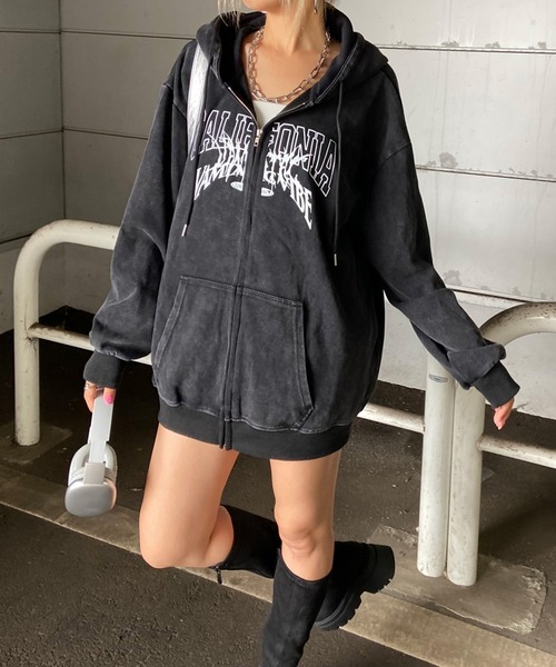 non-hedge（ノンヘッジ）の「ブリーチビッグパーカー（パーカー・レディース・ブラック×ブラック/ブラック×ホワイト/ブラック・FREE）」の8枚目の写真