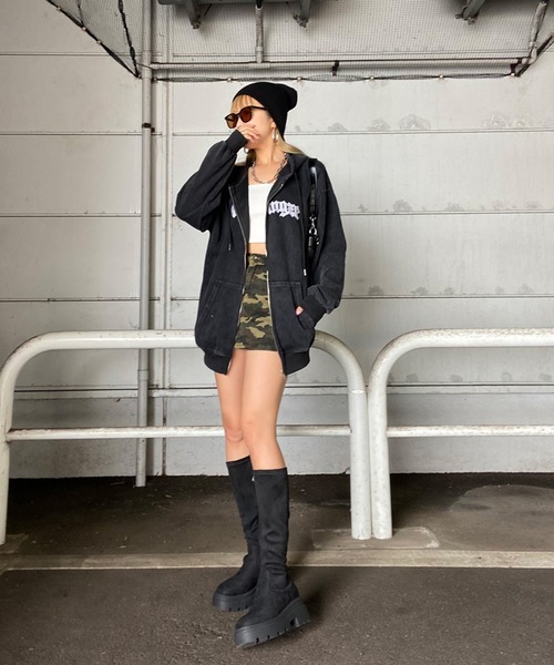 non-hedge（ノンヘッジ）の「ブリーチビッグパーカー（パーカー・レディース・ブラック×ブラック/ブラック×ホワイト/ブラック・FREE）」の11枚目の写真