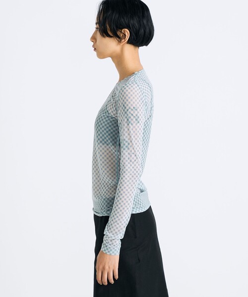 EDITION(エディション)の「シアープリント クルーネックトップ(Tシャツ/カットソー・レディース・ブラック系その他/ライトブルー・FREE)」の7枚目の写真