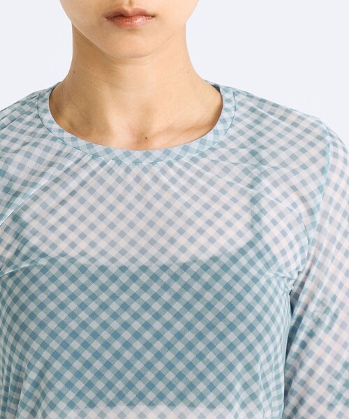 EDITION(エディション)の「シアープリント クルーネックトップ(Tシャツ/カットソー・レディース・ブラック系その他/ライトブルー・FREE)」の9枚目の写真