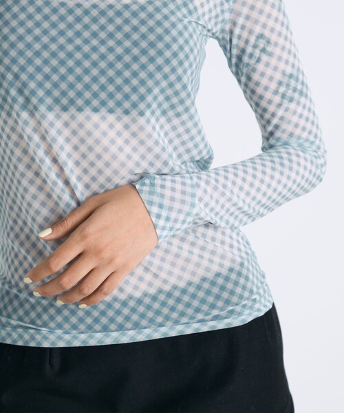 EDITION(エディション)の「シアープリント クルーネックトップ(Tシャツ/カットソー・レディース・ブラック系その他/ライトブルー・FREE)」の11枚目の写真