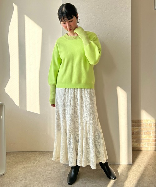 LHELBIE（レルビエ）の「レースワンピース【ペチキャミワンピースセット】（ワンピース・レディース・ブラック/アイボリー/レッド・M）」の2枚目の写真