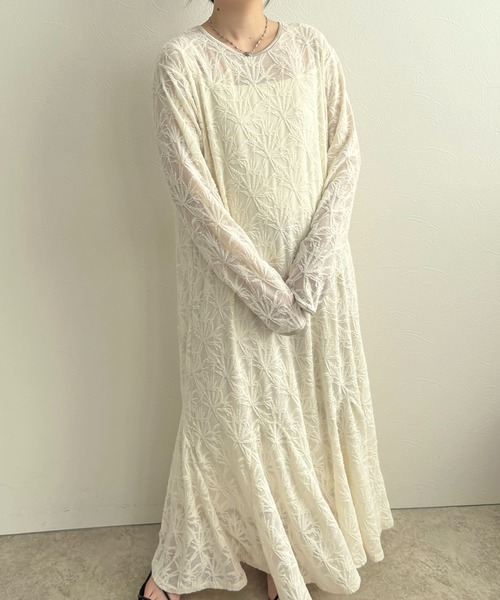 LHELBIE（レルビエ）の「レースワンピース【ペチキャミワンピースセット】（ワンピース・レディース・ブラック/アイボリー/レッド・M）」の4枚目の写真